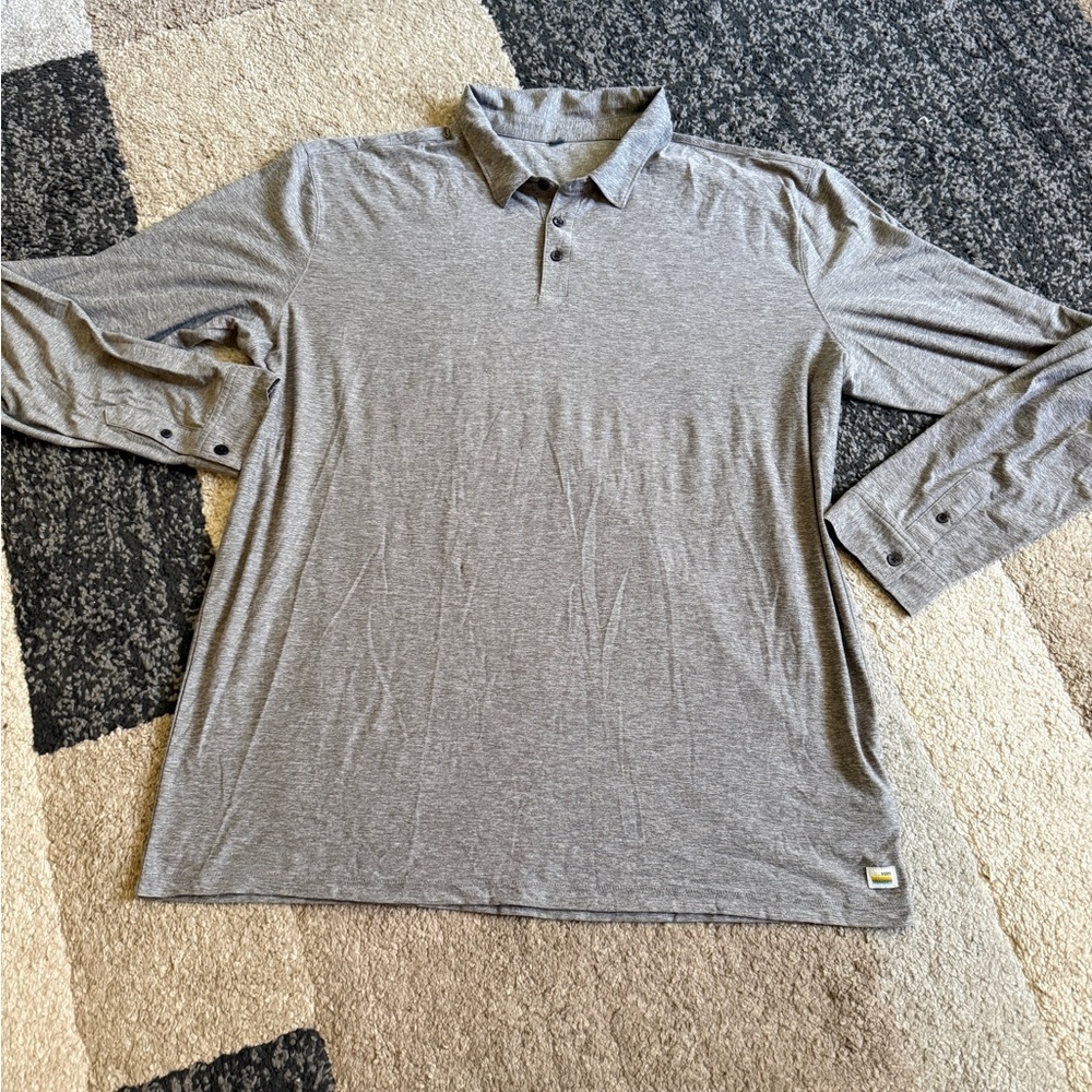 Vuori Men's Strato Tech Polo  Gray Long Sleeve shirt- XXL